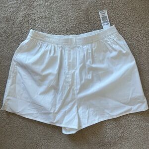 Aritzia The Group Deakin Poplin White Elastic Shorts Sz Small NWT